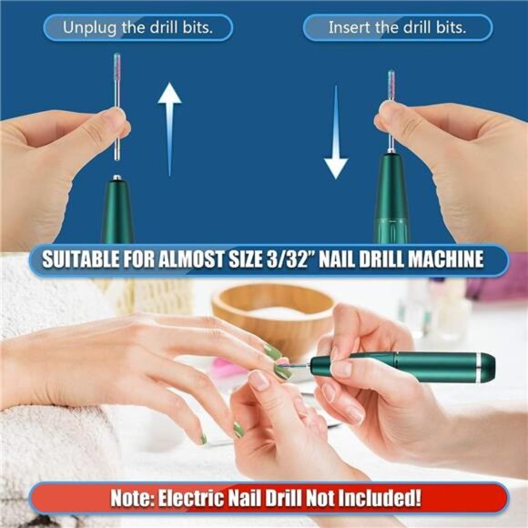 21pcs Nail Drill Bits Sets, 3/32 Inch Diamond Cuticle Electric Nail File - Picture 4 of 7